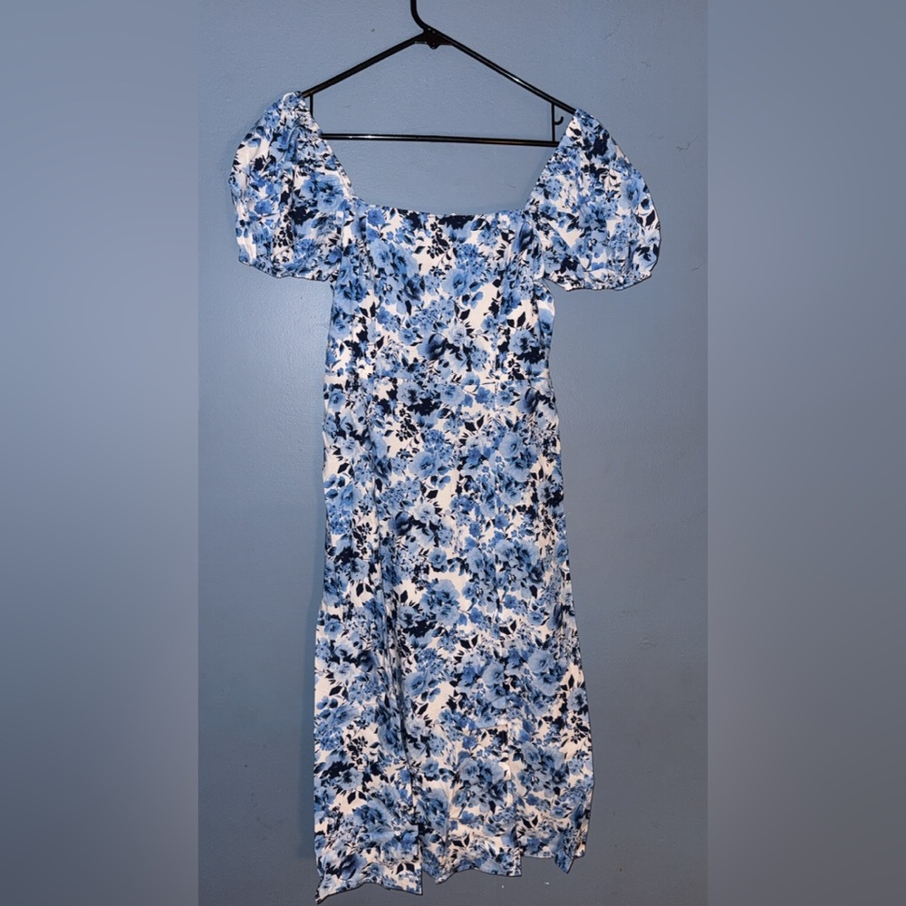 Francesca's Collections Blue Floral Long Sleeve Dress